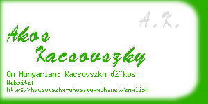 akos kacsovszky business card